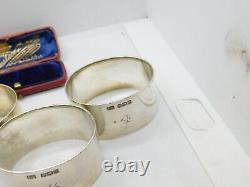 Set Of 1,2,3,4 Numbered Sterling Silver Napkin Rings Antique 1921 Sheffield Deco
