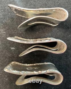 Set Of 3 S. Kirk & Son Repousse Sterling Silver Napkin Rings / Money Clips #27