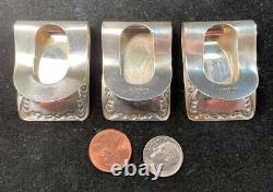 Set Of 3 S. Kirk & Son Repousse Sterling Silver Napkin Rings / Money Clips #27