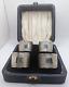 Set Of 4 Cased Antique English Sterling Silver Napkin Rings E Initial, D. 1936