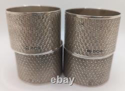 Set of 4 Cased Antique English Sterling Silver Napkin Rings E initial, d. 1936