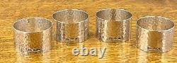 Set of 4 sterling silver hand planished napkin rings Emile Viners Sheffield 1931