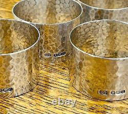 Set of 4 sterling silver hand planished napkin rings Emile Viners Sheffield 1931