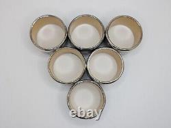 Set of 6 Antique English Sterling Silver Napkin Rings G initial d. 1927