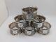 Set Of 6 Antique English Sterling Silver Napkin Rings S Initial, Dated 1922