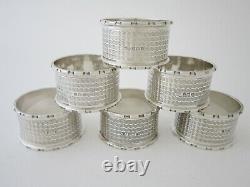 Set of 6 Heavy Antique Sterling Silver Napkin Rings 1939 by William Aitken