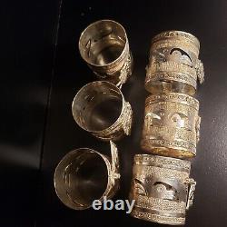 Set of Six Sterling Six Sterling Silver Napkin Rings Made in Peru 162 Grams