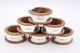 Set Of Six Sterling Silver Napkin Rings With Wood Sheffield 1983, No Engraving