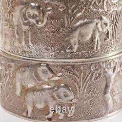 Sheffield Import Sterling Silver Elephant Safari Repousse Napkin Rings Set of 4