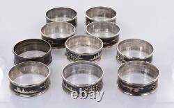 Siam Design Napkin Rings (10) Sterling Silver No Mono