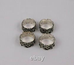 Sterling Silver Lois Hill Set of 4 Scroll Napkin Rings