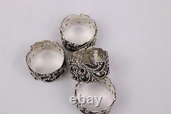 Sterling Silver Lois Hill Set of 4 Scroll Napkin Rings