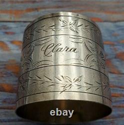 Sterling Silver Napkin Ring, Brite cut, Mono Clara