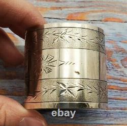 Sterling Silver Napkin Ring, Brite cut, Mono Clara