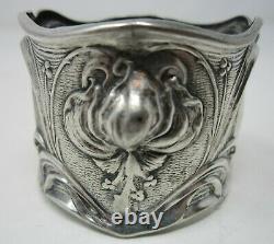 Sterling Silver Napkin Ring Lily Pattern FM Whiting D Monogram Large c. 1910