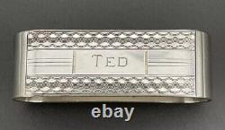 Sterling Silver Napkin Ring Name Engraved TED B&M Maker