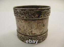 Sterling Silver Napkin Ring Ornate Floral Etched Antique English Victorian 36g