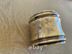 Sterling Silver Napkin Ring W 38 Wallace Engraved Thistle Bands Antique HELP
