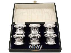 Sterling Silver Napkin Rings Set of Six Antique Victorian 1897