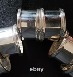 Sterling Silver (No. & SS Stamped) Comb & X Pattern, Napkin Rings, Lot of 6
