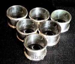Sterling Silver (No. & SS Stamped) Comb & X Pattern, Napkin Rings, Lot of 6