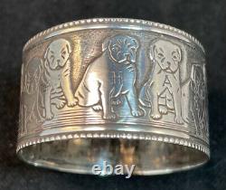 Sterling Silver P&B Child's Napkin Ring Puppies / Dogs Name Engraved HARRIET