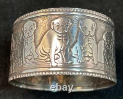 Sterling Silver P&B Child's Napkin Ring Puppies / Dogs Name Engraved HARRIET