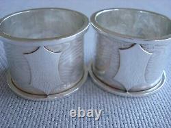 Sterling Silver Pair Napkin Rings English, Art Deco No Mono Old Beauty
