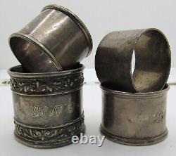 Sterling Silver Wallace Engraved Napkin Rings Vintage Scroll Set Of 4 Estate