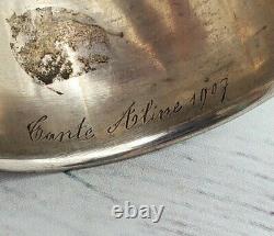 Sterling Silver napkin ring, Engine turned, Flowers, Mono