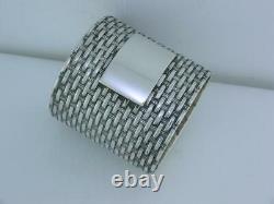 Sterling WOOD & HUGHES Napkin Ring Basket Weave design no mono