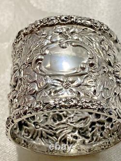 Stieff Rose Repousse Sterling Napkin Ring No Mono, Wide, 3 Available