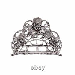 Swedish Sterling Silver Edelweiss Rose Napkin Holder