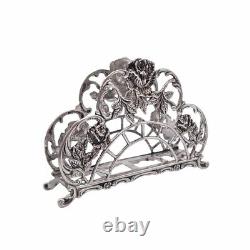 Swedish Sterling Silver Edelweiss Rose Napkin Holder