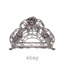 Swedish Sterling Silver Edelweiss Rose Napkin Holder