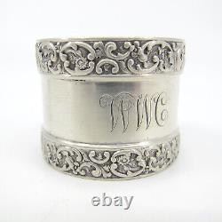 TIFFANY & CO Sterling Silver Napkin Ring Heavy Floral Flowers Scrolls Mono WWC