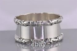 Tiffany & Co Maker Sterling Silver Carved Floral Scrolled Rim Napkin Ring 41g