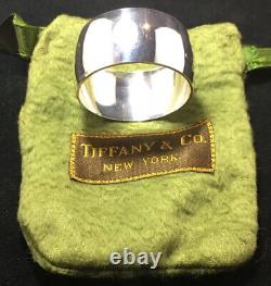 Tiffany Deco / Mid-Cen Sterling Silver Napkin Ring With Tiffany Felt Bag