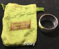 Tiffany Deco / Mid-Cen Sterling Silver Napkin Ring With Tiffany Felt Bag