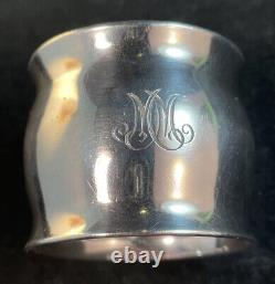 Tiffany Sterling Silver Napkin Ring MM Monogram With Original Felt Bag 2.3 Toz