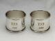 Towle 702 Craftsman Sterling Silver Napkin Rings Set Of 2 Withmono Yfs 1983