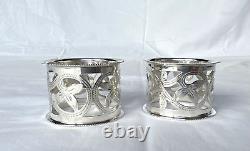 Two Edwardian Sterling Silver Napkin Rings, Pierced Shamrock, Birmingham, 1915