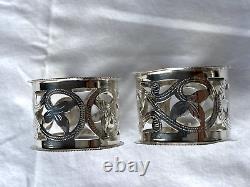 Two Edwardian Sterling Silver Napkin Rings, Pierced Shamrock, Birmingham, 1915