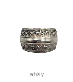 Unique Vintage Sterling Silver Napkin Ring with Camel Design 1 Tall 30 Grams