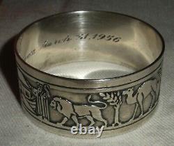 VINTAGE DATED 1956 TIFFANY & CO STERLING SILVER NOAH'S ARK NAPKIN RING tuvi
