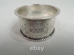 Victorian Napkin Ring Antique Aesthetic English Sterling Silver Beardmore 1897