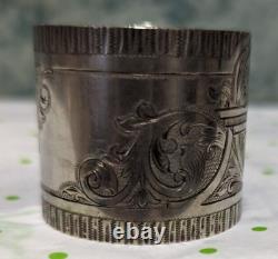 Victorian Sterling 531 Wide Napkin Ring Engraved 1871 Heavy! Hand Brite-Cut