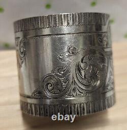 Victorian Sterling 531 Wide Napkin Ring Engraved 1871 Heavy! Hand Brite-Cut