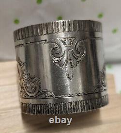 Victorian Sterling 531 Wide Napkin Ring Engraved 1871 Heavy! Hand Brite-Cut