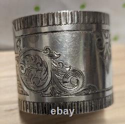 Victorian Sterling 531 Wide Napkin Ring Engraved 1871 Heavy! Hand Brite-Cut